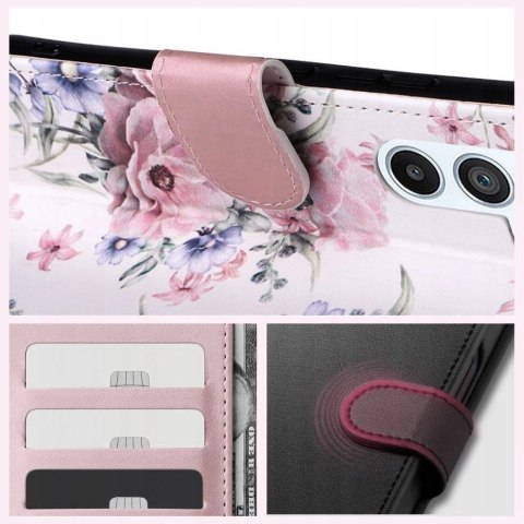 Etui Tech-Protect Wallet na Samsung Galaxy A55 5G - różowe kwiaty Etui Tech-Protect Wallet na Samsung Galaxy A55 5G - różowe kwiaty