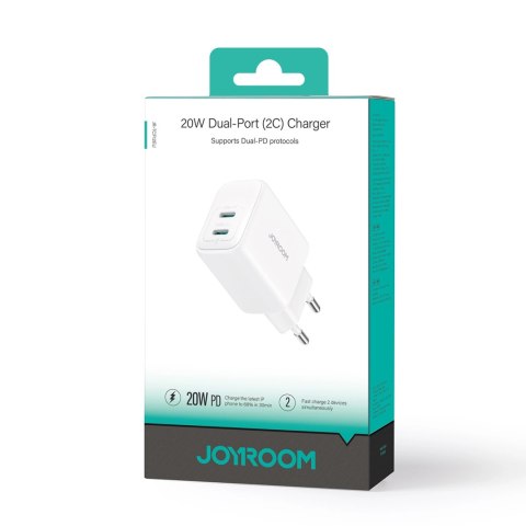 Ładowarka Joyroom JR-TCF12 sieciowa 2x USB-C 20W PD / QC 3.0 - biała Ładowarka Joyroom JR-TCF12 sieciowa 2x USB-C 20W PD / QC 3.0 - biała