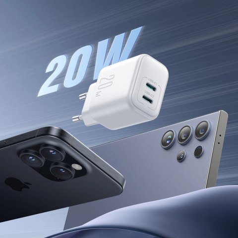 Ładowarka Joyroom JR-TCF12 sieciowa 2x USB-C 20W PD / QC 3.0 - biała Ładowarka Joyroom JR-TCF12 sieciowa 2x USB-C 20W PD / QC 3.0 - biała