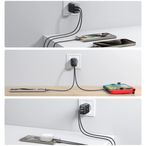 Ładowarka Joyroom JR-TCF13 sieciowa USB-C / USB-A 25W SFC / PPS / PD - czarna Ładowarka Joyroom JR-TCF13 sieciowa USB-C / USB-A 25W SFC / PPS / PD - czarna