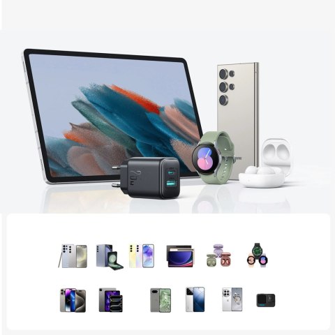 Ładowarka Joyroom JR-TCF13 sieciowa USB-C / USB-A 25W SFC / PPS / PD - czarna Ładowarka Joyroom JR-TCF13 sieciowa USB-C / USB-A 25W SFC / PPS / PD - czarna