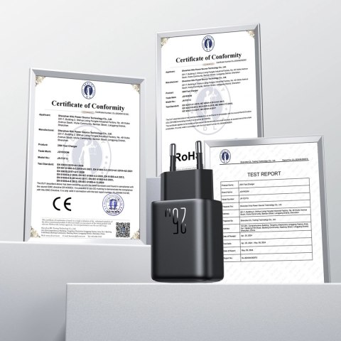 Ładowarka Joyroom JR-TCF13 sieciowa USB-C / USB-A 25W SFC / PPS / PD - czarna Ładowarka Joyroom JR-TCF13 sieciowa USB-C / USB-A 25W SFC / PPS / PD - czarna