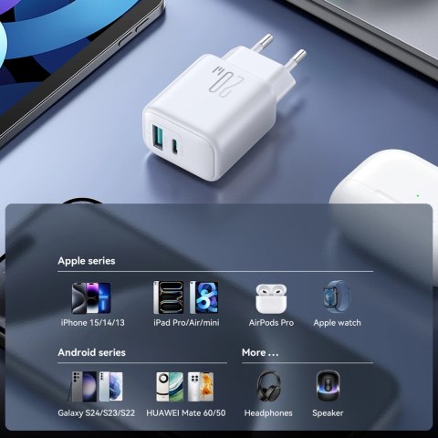 Ładowarka Joyroom JR-TCF21 sieciowa USB-C / USB-A 20W PD / QC 3.0 - biała Ładowarka Joyroom JR-TCF21 sieciowa USB-C / USB-A 20W PD / QC 3.0 - biała