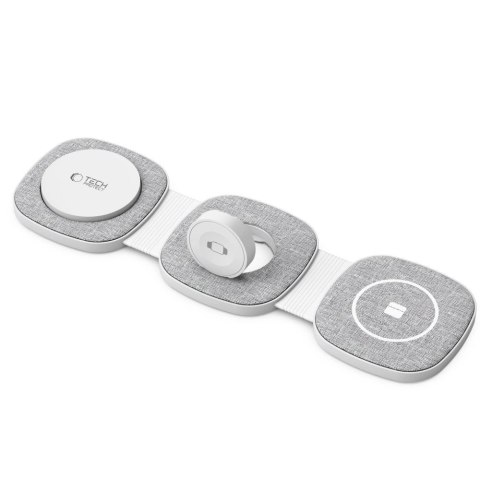 Ładowarka Tech-Protect QI15W-A32 indukcyjna 3w1 z MagSafe na smartfon / Apple Watch / AirPods - szara