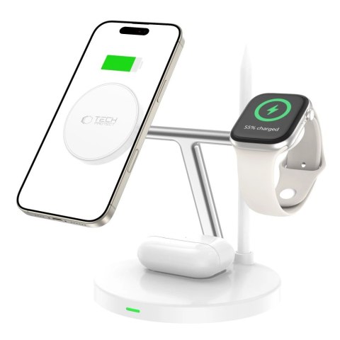 Ładowarka Tech-Protect QI15W-A35 indukcyjna 3w1 z MagSafe na telefon / AirPods / Apple Watch - biała Ładowarka Tech-Protect QI15W-A35 indukcyjna 3w1 z MagSafe na telefon / AirPods / Apple Watch - biała