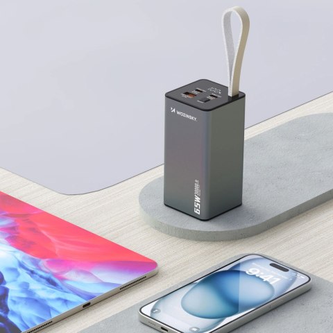 Powerbank Wozinsky K65+ 65W 30000mAh 2x USB-C, 1x USB-A 65W - szary Powerbank Wozinsky K65+ 65W 30000mAh 2x USB-C, 1x USB-A 65W - szary