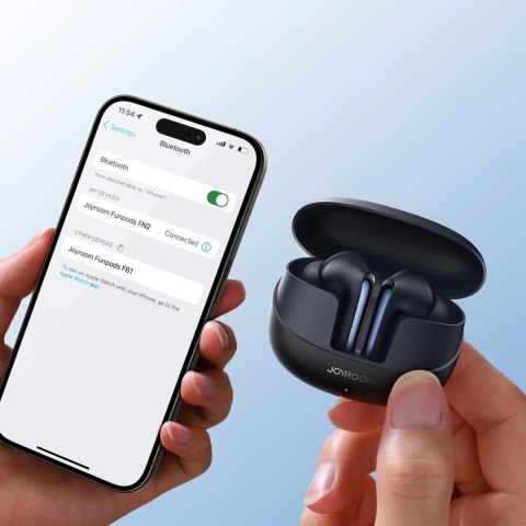 Słuchawki Joyroom Funpods JR-FN2 douszne TWS z Bluetooth 5.4, funkcją ANC i ochroną IP54 - czarne Słuchawki Joyroom Funpods JR-FN2 douszne TWS z Bluetooth 5.4, funkcją ANC i ochroną IP54 - czarne