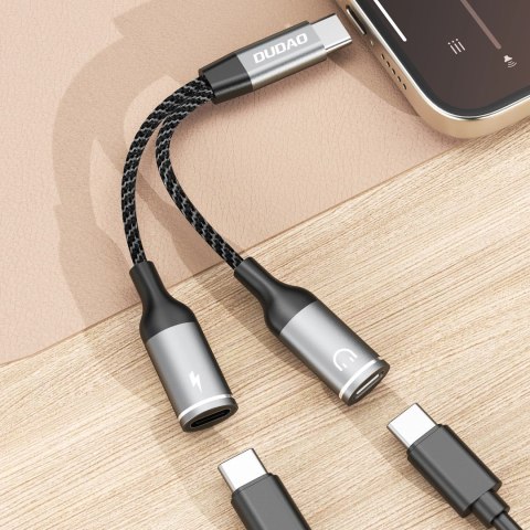 Adapter Dudao L13C+ 2w1 USB-C - szary Adapter Dudao L13C+ 2w1 USB-C - szary