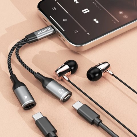 Adapter Dudao L13C+ 2w1 USB-C - szary Adapter Dudao L13C+ 2w1 USB-C - szary