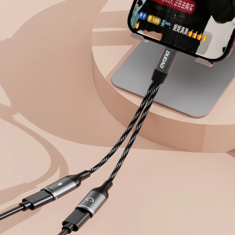 Adapter Dudao L13C+ 2w1 USB-C - szary Adapter Dudao L13C+ 2w1 USB-C - szary