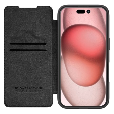 Etui Nillkin Qin Prop Leather Case z osłoną na aparat i podstawką na iPhone 16 Pro Max - czarne