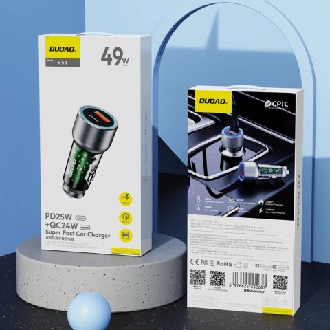 Ładowarka samochodowa Dudao R4T 30W USB-A / USB-C - szara