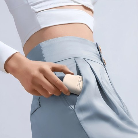 Mini powerbank Wozinsky WF16-YLS 5000mAh 15W Lightning z wbudowanym kablem USB-C i ładowarką do Apple Watch - beżowy