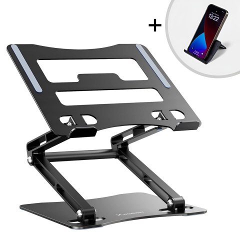 Podstawka pod laptopa, tablet Wozinsky WRS-CPY75DSB aluminiowa + Gratis! podstawka do smartfona - czarna