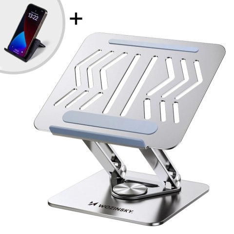 Podstawka pod laptopa, tablet Wozinsky WRS-CPY84SS aluminiowa + Gratis! podstawka do smartfona - srebrna