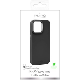 Etui silikonowe Puro Icon Mag Pro MagSafe do iPhone 15 Pro - czarne