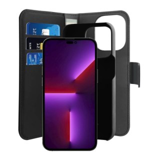 Etui z ekoskóry Puro Wallet Detachable MagSafe 2w1 z klapką i portfelem do iPhone 14 Pro - czarne