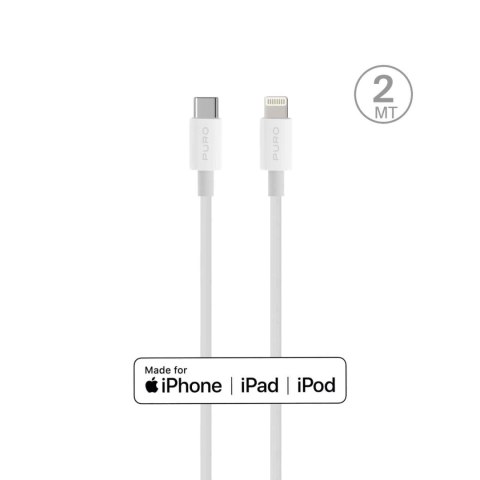 Kabel Puro Plain do Apple z MFI USB-C - Lightning 2.0 2.4A 2m - biały Kabel Puro Plain do Apple z MFI USB-C - Lightning 2.0 2.4A 2m - biały