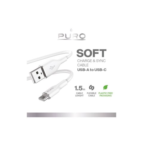 Kabel Puro Soft USB-A - USB-C 1,5m - biały Kabel Puro Soft USB-A - USB-C 1,5m - biały