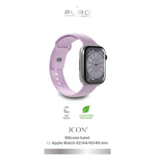 Pasek silikonowy Puro Icon do Apple Watch 42 / 44 / 45 / 49 mm - lawendowy (2 szt.)