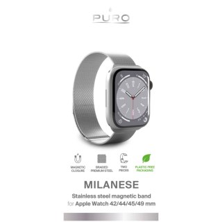 Pasek ze stali nierdzewnej Puro Milanese do Apple Watch 42 / 44 / 45 / 49 mm - srebrny