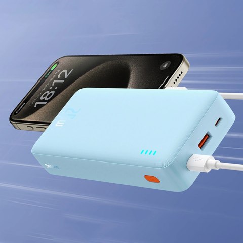 Powerbank Baseus Airpow 20W 20000mAh z białym kablem Baseus Simple Series USB-A - USB-C 50cm - niebieski