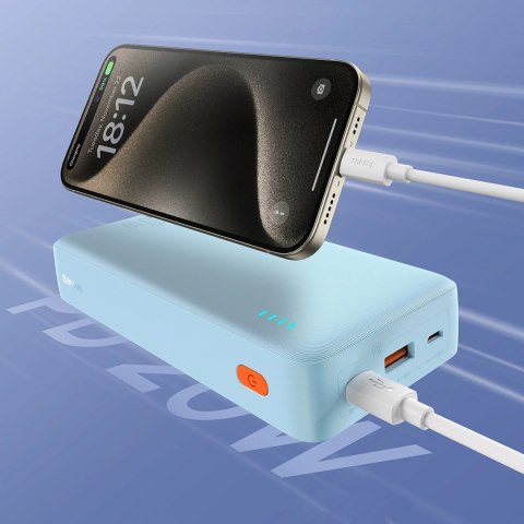 Powerbank Baseus Airpow 20W 20000mAh z białym kablem Baseus Simple Series USB-A - USB-C 50cm - niebieski