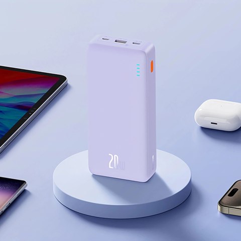 Powerbank Baseus Airpow 20W 20000mAh z kablem Baseus Simple Series USB-A - USB-C 50 cm - fioletowy