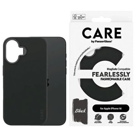 Etui CARE by PanzerGlass Fashion Case z MagSafe na iPhone 16 - czarne Etui CARE by PanzerGlass Fashion Case z MagSafe na iPhone 16 - czarne
