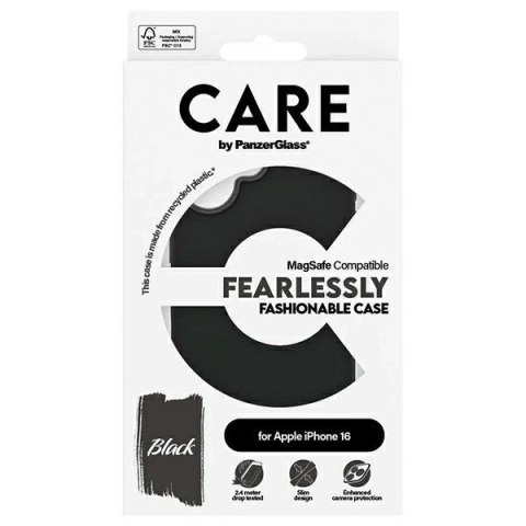Etui CARE by PanzerGlass Fashion Case z MagSafe na iPhone 16 - czarne Etui CARE by PanzerGlass Fashion Case z MagSafe na iPhone 16 - czarne