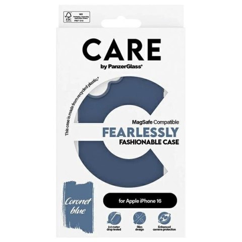 Etui CARE by PanzerGlass Fashion Case z MagSafe na iPhone 16 - niebieskie Etui CARE by PanzerGlass Fashion Case z MagSafe na iPhone 16 - niebieskie