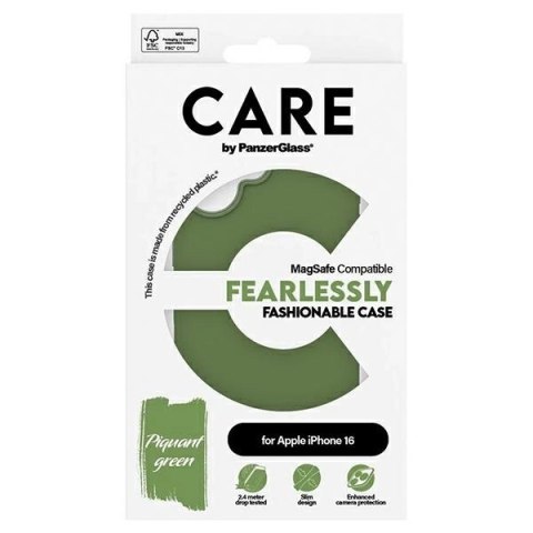 Etui CARE by PanzerGlass Fashion Case z MagSafe na iPhone 16 - zielone Etui CARE by PanzerGlass Fashion Case z MagSafe na iPhone 16 - zielone