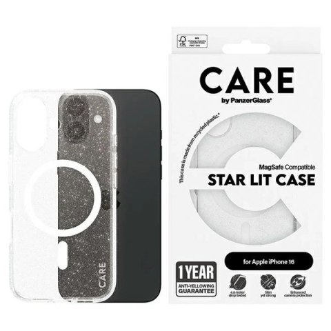 Etui CARE by PanzerGlass Flagship Star Lit Case z MagSafe na iPhone 16 - białe Etui CARE by PanzerGlass Flagship Star Lit Case z MagSafe na iPhone 16 - białe