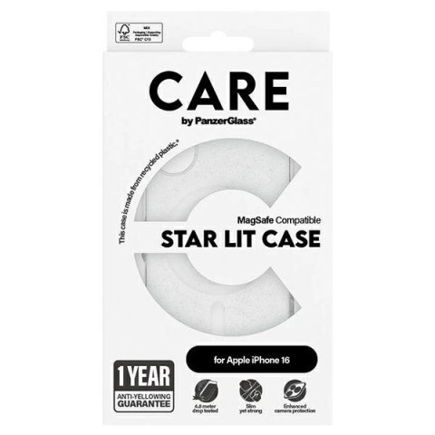 Etui CARE by PanzerGlass Flagship Star Lit Case z MagSafe na iPhone 16 - białe Etui CARE by PanzerGlass Flagship Star Lit Case z MagSafe na iPhone 16 - białe