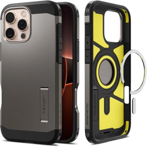 Etui Spigen Tough Armor MagSafe z podstawką na iPhone 16 Pro Max - gunmetal Etui Spigen Tough Armor MagSafe z podstawką na iPhone 16 Pro Max - gunmetal