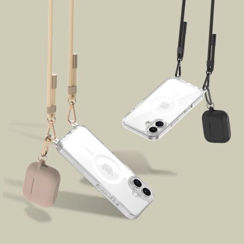 Etui Tech-Protect FlexAir Chain MagSafe na iPhone 16 - przezroczyste + 2 smycze (czarna i szarobrązowa) Etui Tech-Protect FlexAir Chain MagSafe na iPhone 16 - przezroczyste + 2 smycze (czarna i szarobrązowa)