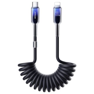 Kabel spiralny Joyroom S-A43 Crystal-Clear Series 30W USB-C - Lightning 1,5m - czarny