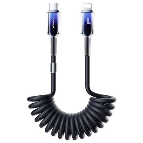 Kabel spiralny Joyroom S-A43 Crystal-Clear Series 30W USB-C - Lightning 1,5m - czarny Kabel spiralny Joyroom S-A43 Crystal-Clear Series 30W USB-C - Lightning 1,5m - czarny