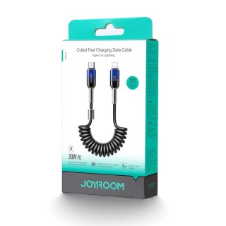 Kabel spiralny Joyroom S-A43 Crystal-Clear Series 30W USB-C - Lightning 1,5m - czarny
