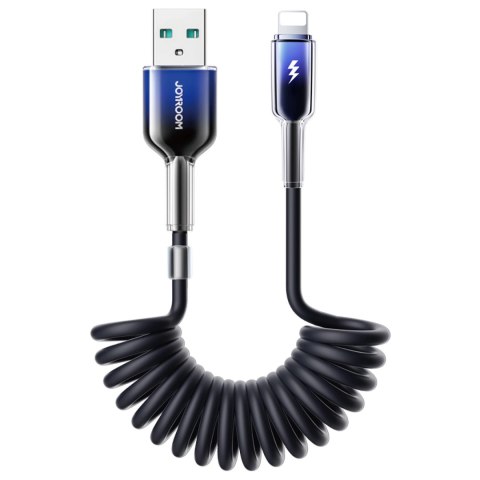 Kabel spiralny Joyroom S-A43 Crystal-Clear Series 3A USB-A - Lightning 1,5m - czarny Kabel spiralny Joyroom S-A43 Crystal-Clear Series 3A USB-A - Lightning 1,5m - czarny