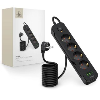Listwa zasilająca Tech-Protect PCL4X3 4 gniazda 240V + 2xUSB-A + 1xUSB-C 200 cm - czarna