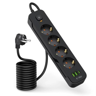 Listwa zasilająca Tech-Protect PCL4X3 4 gniazda 240V + 2xUSB-A + 1xUSB-C 200 cm - czarna