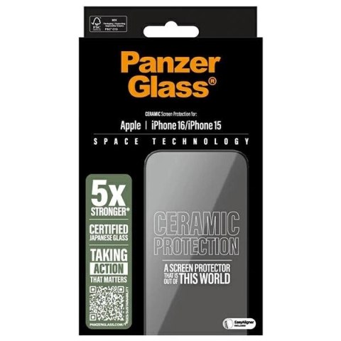 Szkło hartowane PanzerGlass Ceramic Screen Protector Ultra-Wide Fit na iPhone 16 Szkło hartowane PanzerGlass Ceramic Screen Protector Ultra-Wide Fit na iPhone 16