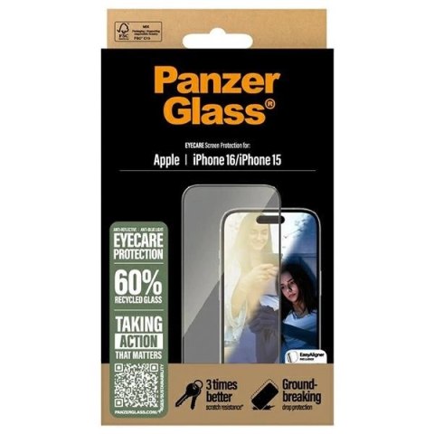 Szkło hartowane PanzerGlass EyeCare Screen Protector Ultra-Wide Fit na iPhone 16 Szkło hartowane PanzerGlass EyeCare Screen Protector Ultra-Wide Fit na iPhone 16