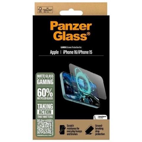 Szkło hartowane PanzerGlass Gaming Screen Protector Ultra-Wide Fit na iPhone 16 Szkło hartowane PanzerGlass Gaming Screen Protector Ultra-Wide Fit na iPhone 16