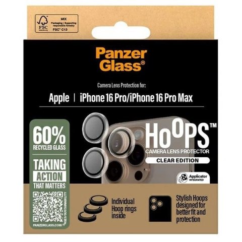 Szkło hartowane PanzerGlass Hoops Transparent Lens Protector na aparat do iPhone 16 Pro / 16 Pro Max Szkło hartowane PanzerGlass Hoops Transparent Lens Protector na aparat do iPhone 16 Pro / 16 Pro Max