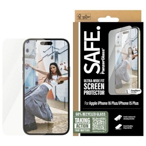 Szkło hartowane SAFE by PanzerGlass Ultra-Wide Fit na iPhone 16 Plus Szkło hartowane SAFE by PanzerGlass Ultra-Wide Fit na iPhone 16 Plus