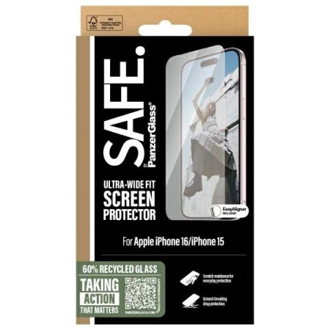 Szkło hartowane SAFE by PanzerGlass Ultra-Wide Fit na iPhone 16 Szkło hartowane SAFE by PanzerGlass Ultra-Wide Fit na iPhone 16