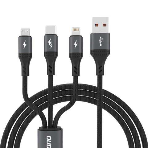 Kabel Dudao L3E 3 w 1 60W MicroUSB USB-C Lightning 1,2m - czarna Kabel Dudao L3E 3 w 1 60W MicroUSB USB-C Lightning 1,2m - czarna
