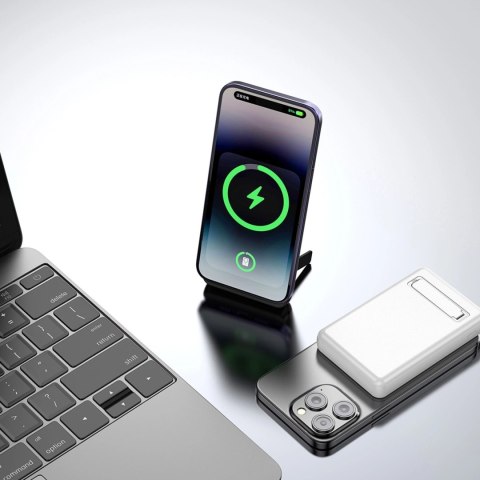 Powerbank Dudao K14S+ 10000mAh 20W USB-A / USB-C / MagSafe z podstawką - biały Powerbank Dudao K14S+ 10000mAh 20W USB-A / USB-C / MagSafe z podstawką - biały